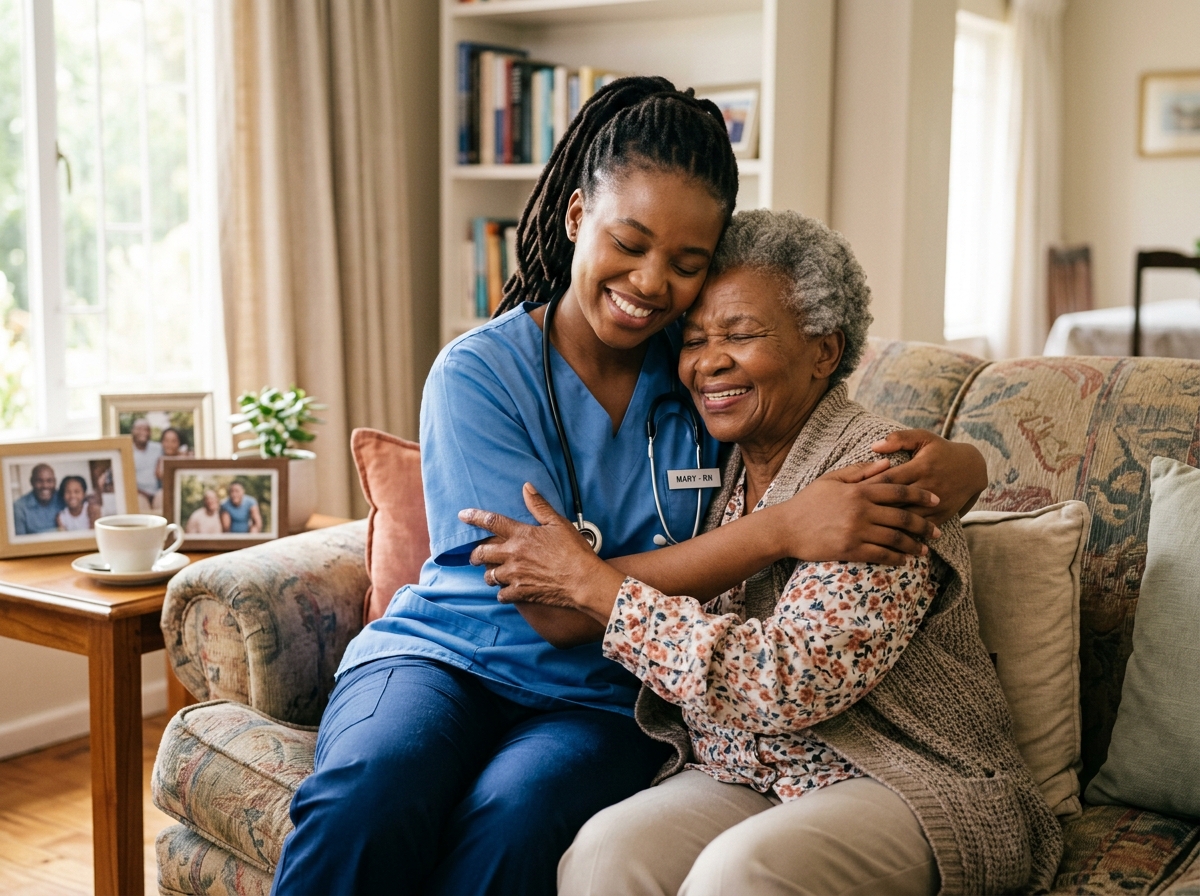 Caregiver supporting elderly patient